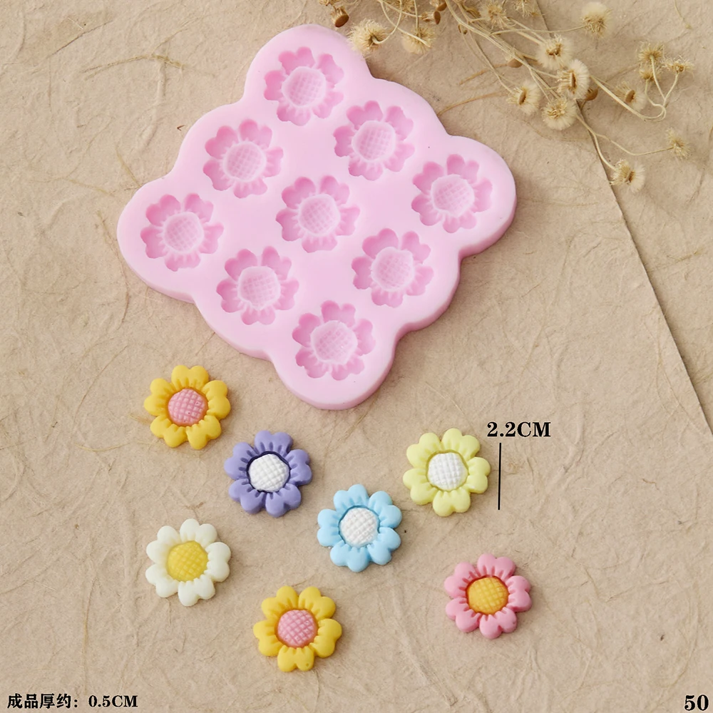 3D 9-Cavity Flower Silicone Mold – Sunflowers Design for Fondant, Candy, Chocolate, Cake Decorating, DIY Baking Tools, Sugarcraft, Cupcake Toppers, and Creative Dessert Accessories