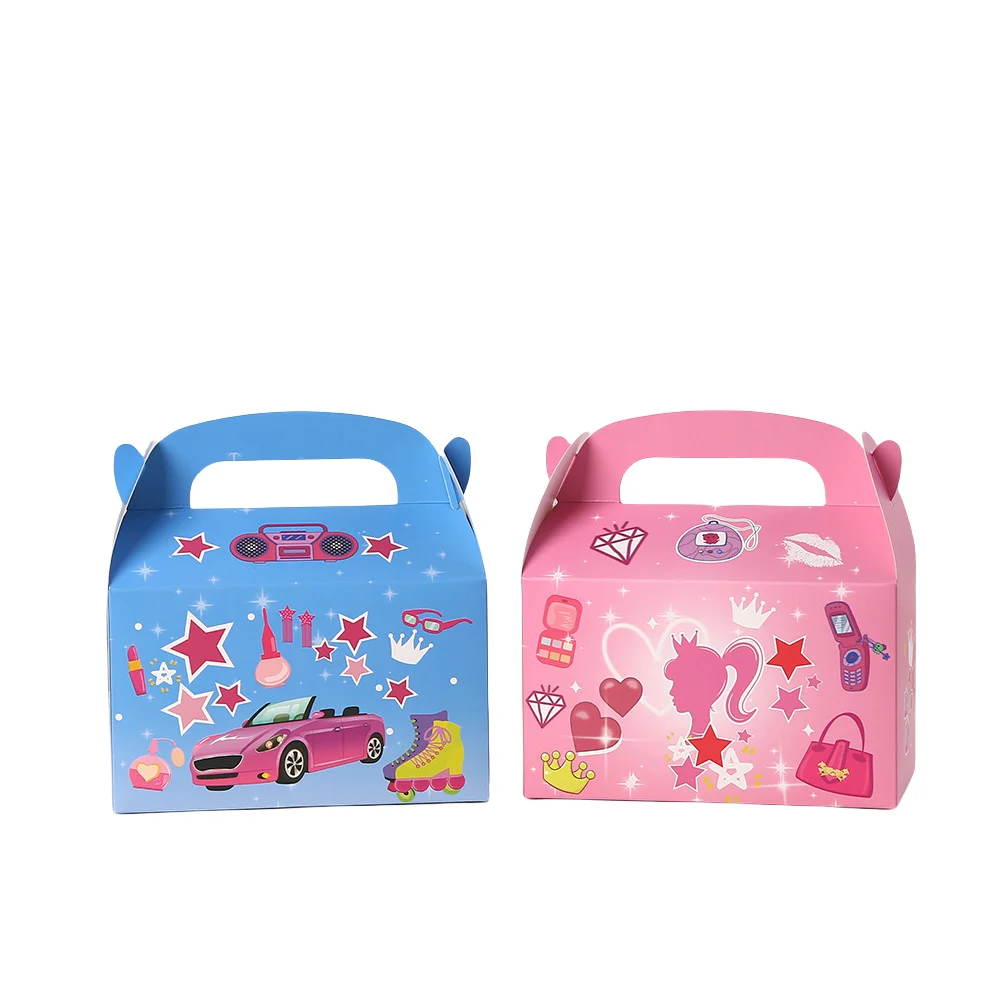 Princess pink blue gift wrapping bags, luxury designer kids party boxes, birthday candy favor packaging, reusable treat bags, sweets packaging, party supplies, DIY gift bags, decorative party favor accessories