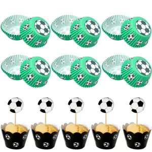 Soccer Mini Cupcake Liners, Football-Themed Mini Baking Cups, Cupcake Wrappers for Sports Parties, Soccer Birthday Party Decorations, Baby Shower Desserts, Themed Cupcake Holders and Baking Accessories