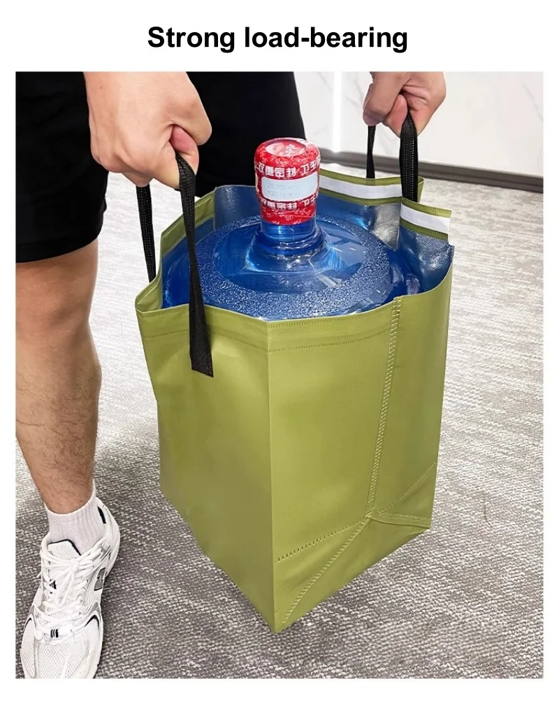 10pcs Green Insulated Tote Bags Non Woven Fabric Reusable Shopping Bags for Food Delivery Hot and Cold Storage, Cake and Baking Packaging, Lunch Grocery Carrier Eco Friendly Storage Pouches 4