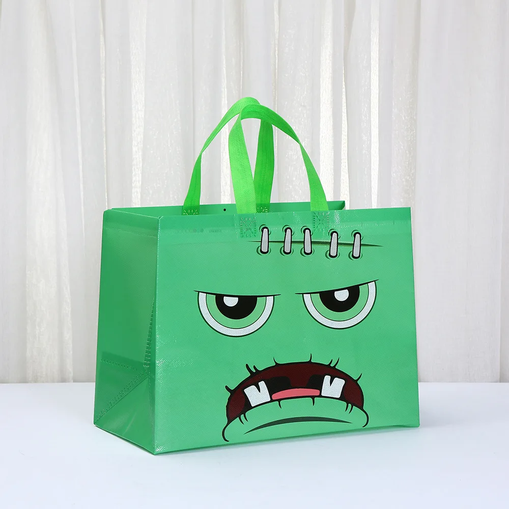 Halloween Monster Non Woven Bags Reusable Trick or Treat Tote Gift Bag for Candy Cookie Party Favor Pumpkin Cat Vampire Mummy Design Bolsa de Dulces Sac Bonbon Halloween Tasche كيس حلوى الهالوين 할로윈가방