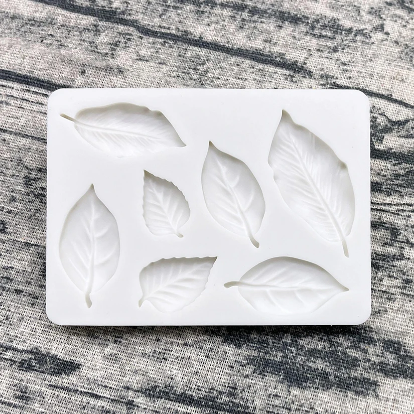 Leaf Silicone Mold for Sugarcraft Fondant Chocolate Cupcake Cake Baking Moulds Dessert Decorating Tools Kitchen Pastry Accessories Candy Resin Soap Wax Melt DIY Craft Decoration Tray 6