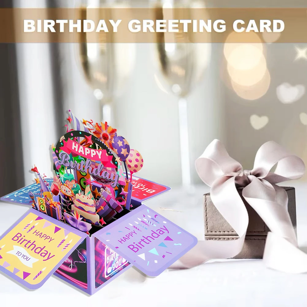 3D Pop-Up Happy Birthday Greeting Card with Envelope – Creative Gift Card & Blessing Postcard for Birthday Parties, Kids, Friends, Family, Unique Keepsake Greeting for Special Celebrations & Party Gifts