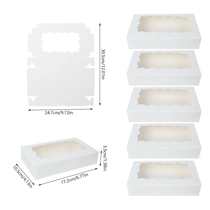 10/20Pcs Cake Dessert Boxes with Clear Window, Paper Bakery Packaging Boxes for Cupcakes Muffins Cookies Candy Pastry, Wedding Birthday Baby Shower Christmas Party Favor Gift Boxes 6