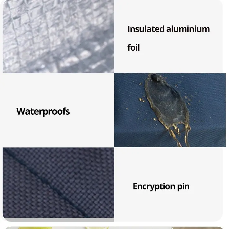 1pc Blue Grey Pink Portable Insulated Lunch Bag with Aluminum Foil Lining, Waterproof Food Storage Tote for Rice, Snacks, Picnic, Travel, Office, School, Reusable Thermal Lunch Box Carrier