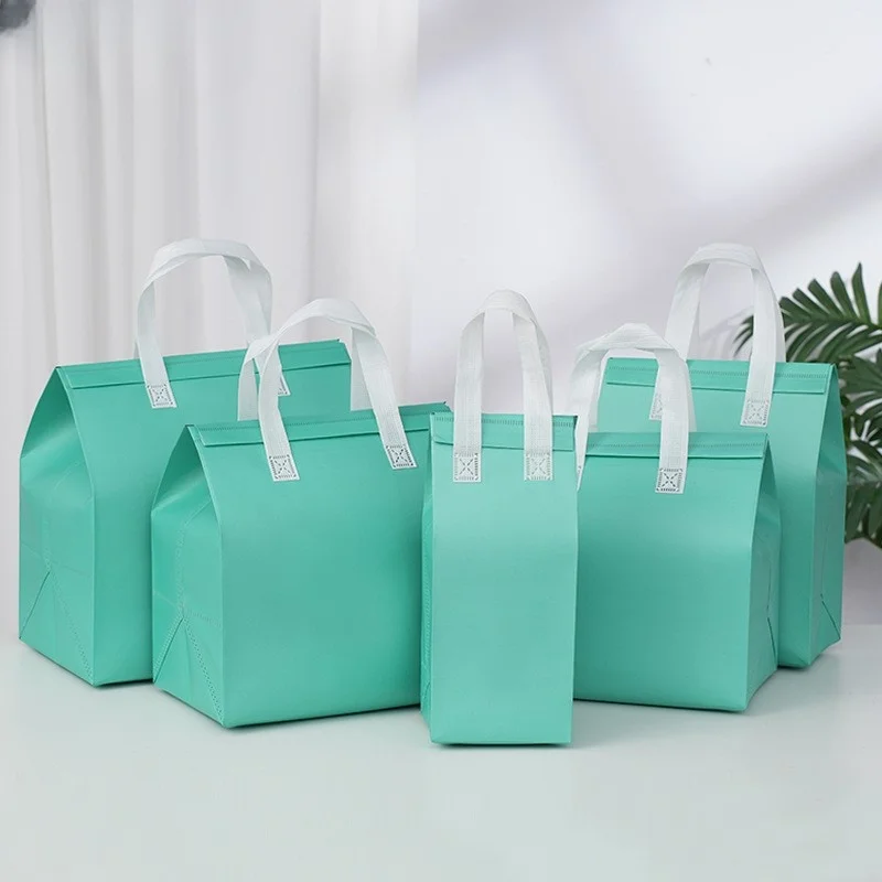 Non-Woven Tote Bag with Custom Logo – Portable Insulated Lunch and Cake Carrier, Thermal Food Delivery Takeaway Bag with Handles, Reusable Cooler Tote for Drinks, Meals, Pastries, Picnic - 图片 10