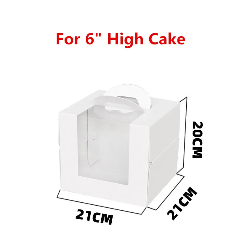 5Pcs White Paper Cake Boxes with Clear Window, Portable 3/4/6/8/10 Inch Dessert Packaging Containers for Birthday Wedding Party DIY Cake Presentation Supplies - 图片 13