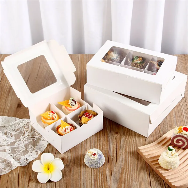 10PCS Cupcake Boxes with 2/4 Holes, Clear Window Cake Holder, Perfect for Wedding, Birthday, Baby Shower, Holiday Parties, and Special Occasion Packaging, Ideal for Cupcakes, Pastries, and Desserts Storage - 图片 2