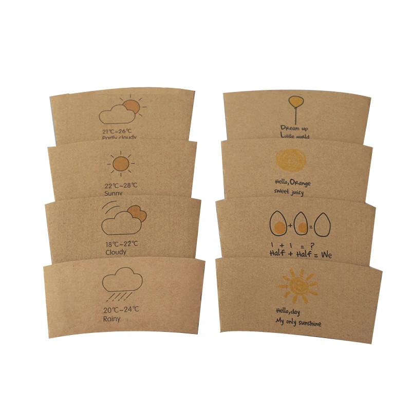 25PCS Disposable Cup Sleeve Paper Kraft for Cold and Hot Drinks Tea Coffee Beverages Coffee Shops Takeaway Water Bottles Party Decor DIY Drink Accessories Protective Beverage Sleeves 4