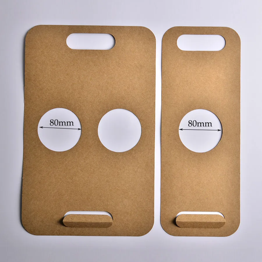 50/100Pcs Kraft Paper Cup Holders Portable Beverage Coffee Tea Milk Mug Base Handle Holders Takeaway Drink Packaging 80mm Disposable Eco-Friendly Cup Carrier Accessories