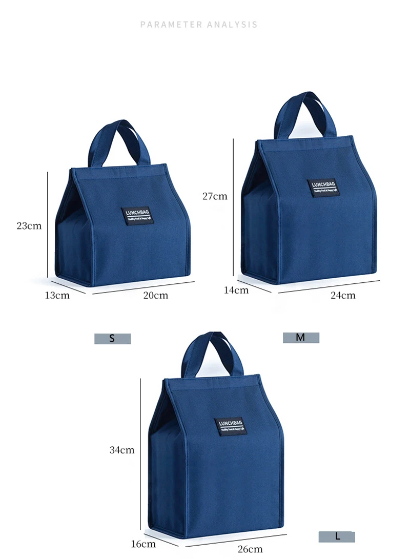 Portable Oxford Lunch Bags, Fresh Food Cooler Pouch for Office and Students, Convenient Reusable Lunch Box Tote for Couples, Large Capacity Thermal Food Container Bag, Blue and Pink