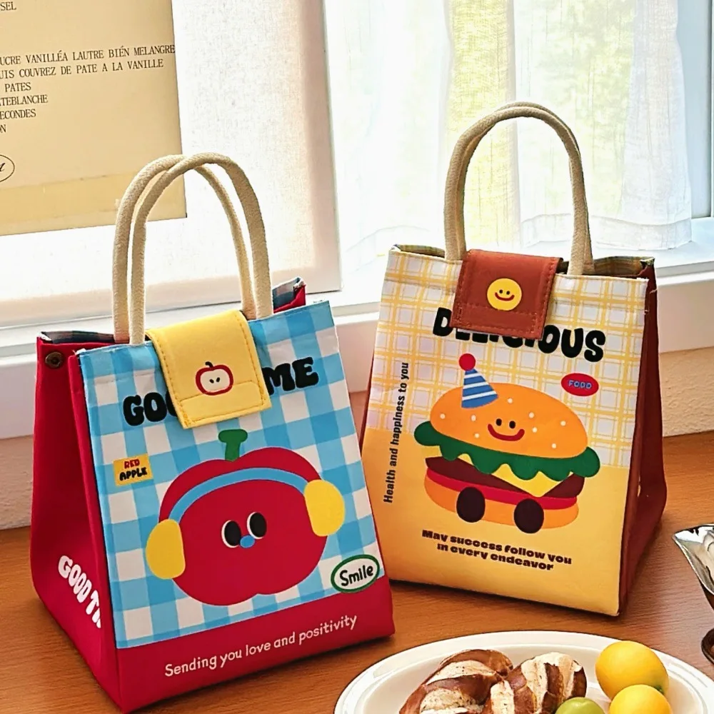 Cute Bento Lunch Bag for Office and Students – Large Capacity Cartoon Insulated Tote, Reusable Fresh-Keeping Meal Carrier, Portable Lunch Box Bag for Work, School, Picnic, Travel, Snacks Storage