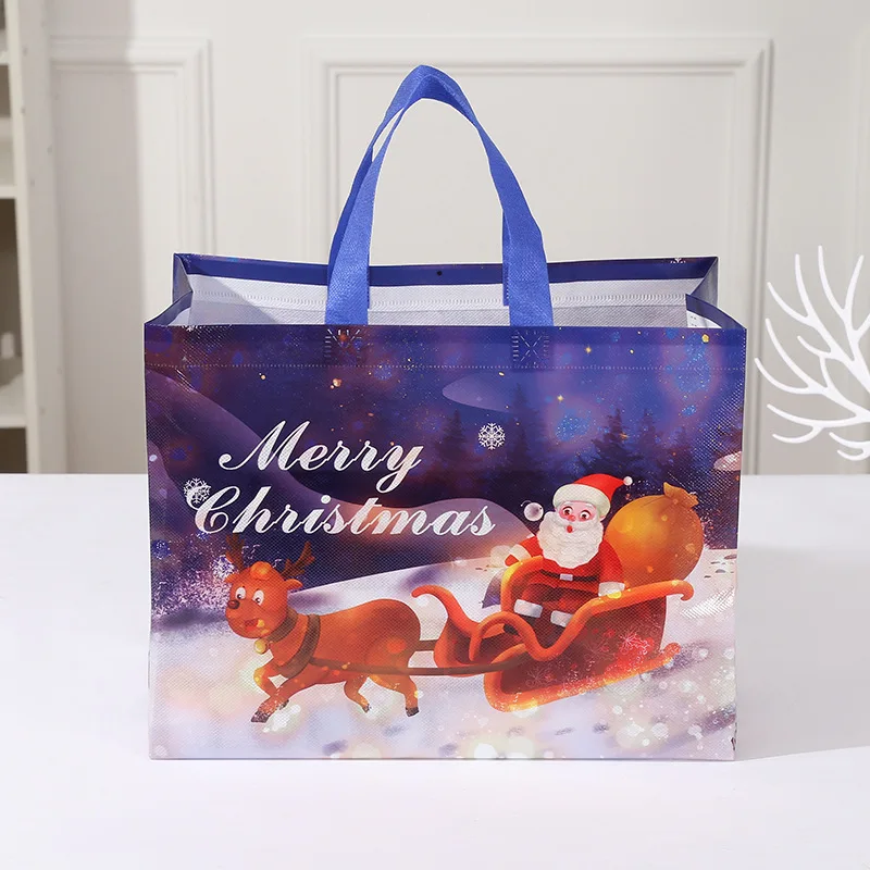 New Plaid Christmas Candy Gift Bags | Cute Santa Claus & Snowman Pattern Non-Woven Handbag | Waterproof Reusable Holiday Gift Packaging Tote for Xmas Party Supplies Decorations - 图片 15