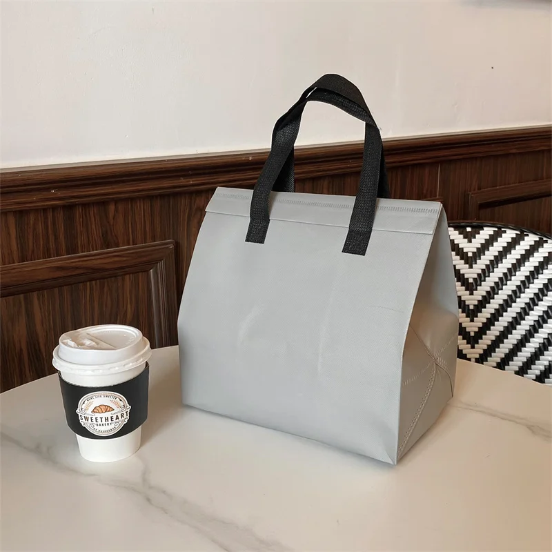 10pcs Pink Non-Woven Insulated Tote Bags – Reusable Fabric Pouches for Food, Drinks, Lunch, Grocery, Delivery, Picnic, Keep Warm or Cold, Portable Thermal Storage Carrier for Work, School, Travel - 图片 17