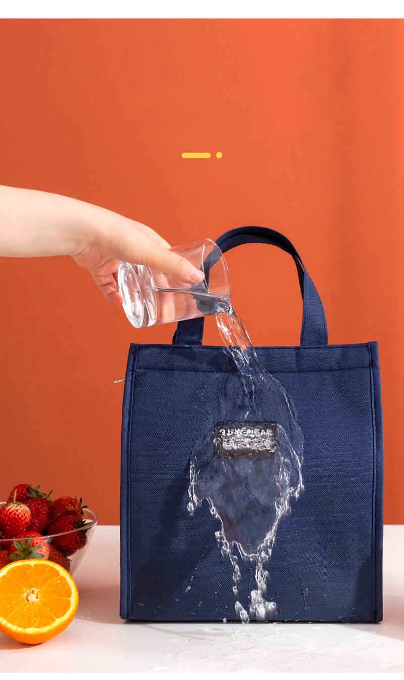 Portable Oxford Lunch Bags, Fresh Food Cooler Pouch for Office and Students, Convenient Reusable Lunch Box Tote for Couples, Large Capacity Thermal Food Container Bag, Blue and Pink