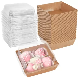 5/10PCS Kraft Paper Cake Dessert Boxes with Clear Window, Bakery Packaging for Donuts, Cookies, Sandwiches, Pastries, Food Containers for Wedding, Birthday, Baby Shower, Christmas, Holiday Parties and Home Decoration