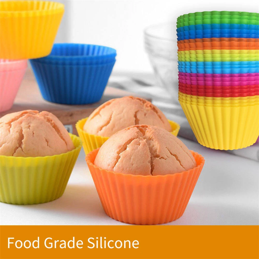 12pcs/Set Round Silicone Cake Molds, Muffin and Cupcake Baking Molds for DIY Baking, Kitchen Cooking, Cake Decorating, Non-Stick Reusable Bakeware, Dessert Makers and Culinary Tools 21