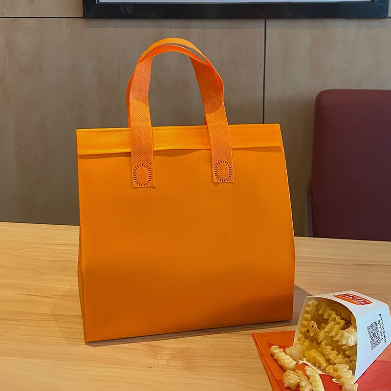 10pcs Pink Non-Woven Insulated Tote Bags – Reusable Fabric Pouches for Food, Drinks, Lunch, Grocery, Delivery, Picnic, Keep Warm or Cold, Portable Thermal Storage Carrier for Work, School, Travel - 图片 14