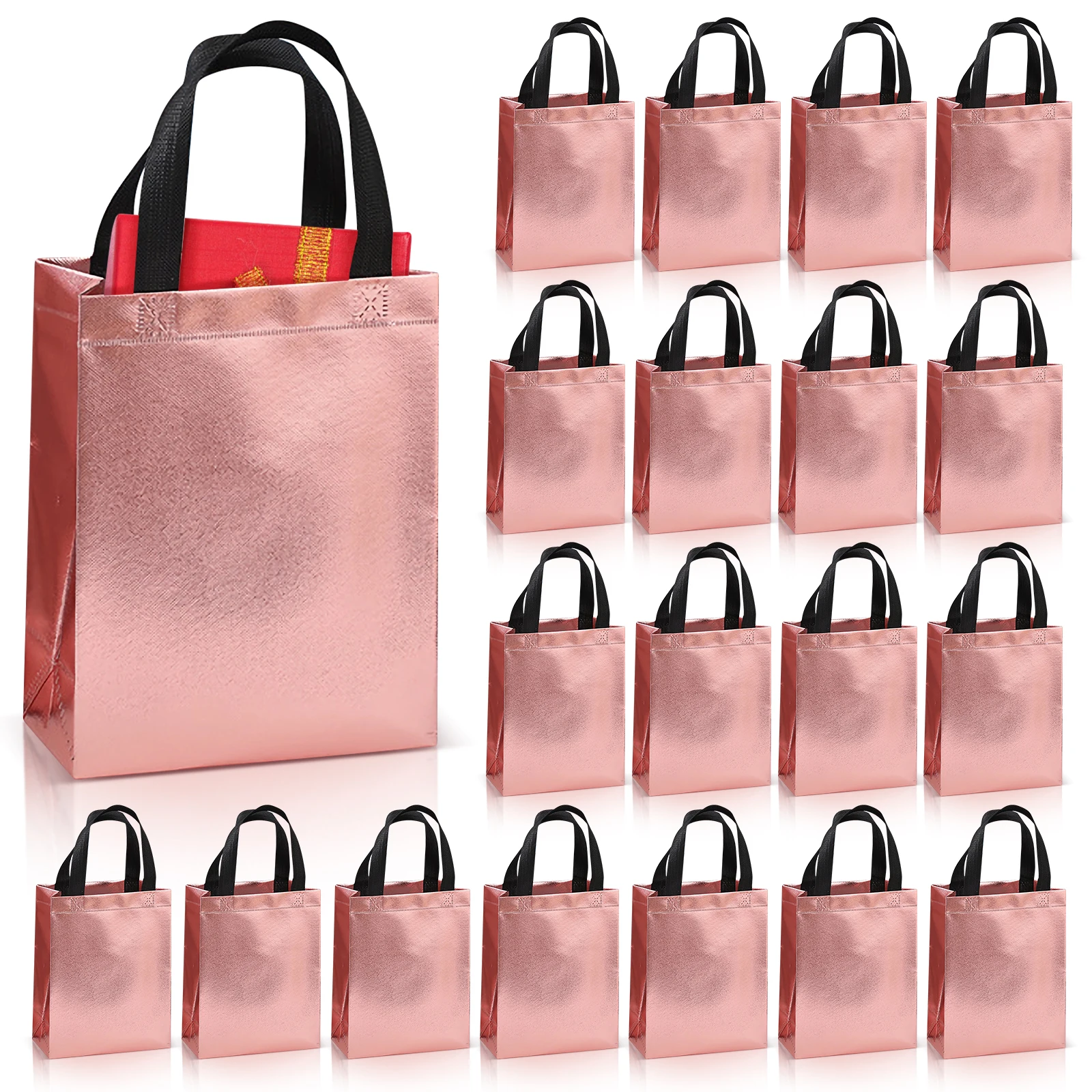 20pcs Aluminized Film Non-Woven Gift Tote Bags – Reusable Leak-Proof Shopping Bags for Mother's Day, Graduation, Party, Wedding, or Birthday Gift Packaging, Eco-Friendly and Durable 5