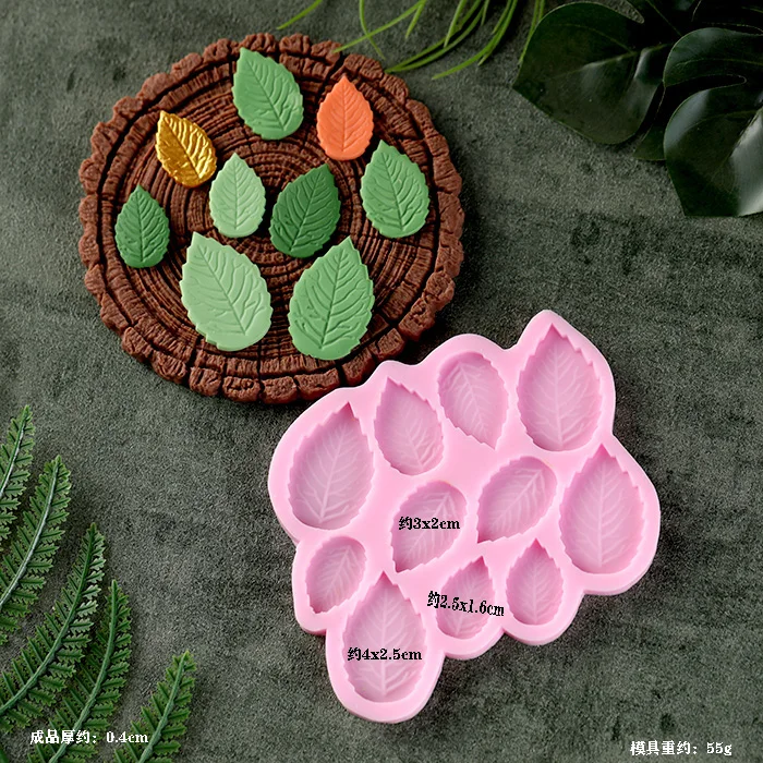 Leaf Stump Silicone Mold for Fondant Cookie Chocolate Cake Baking Moulds Kitchen Pastry Decorating Tools Dessert Accessories Cupcake Candy Baking Tray DIY Craft Decoration - 图片 4
