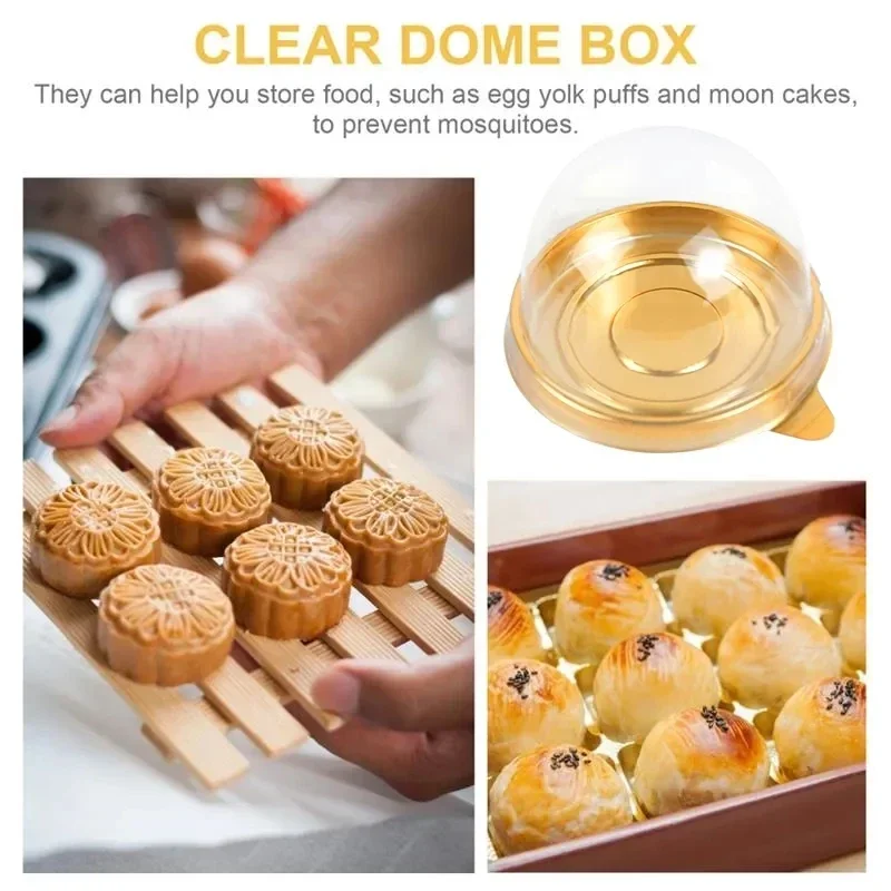 50pcs Mini Muffin Cake Box Container Trays Transparent Mooncake Dome Pastry Baking Packaging Box for Wedding Party Dessert Supplies Gift Favor Party Accessories - 图片 4