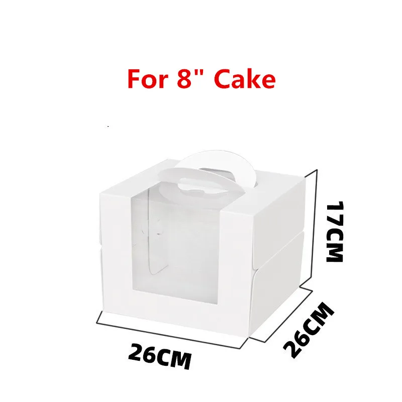 5Pcs White Paper Cake Boxes with Clear Window, Portable 3/4/6/8/10 Inch Dessert Packaging Containers for Birthday Wedding Party DIY Cake Presentation Supplies - 图片 12