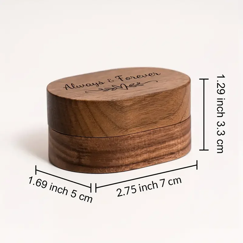 Always and Forever Engraved Wooden Ring Box – Wedding Ceremony Engagement Proposal Ring Bearer Box, Ideal for Anniversary and Birthday Gifts, Elegant Wooden Keepsake Box 1