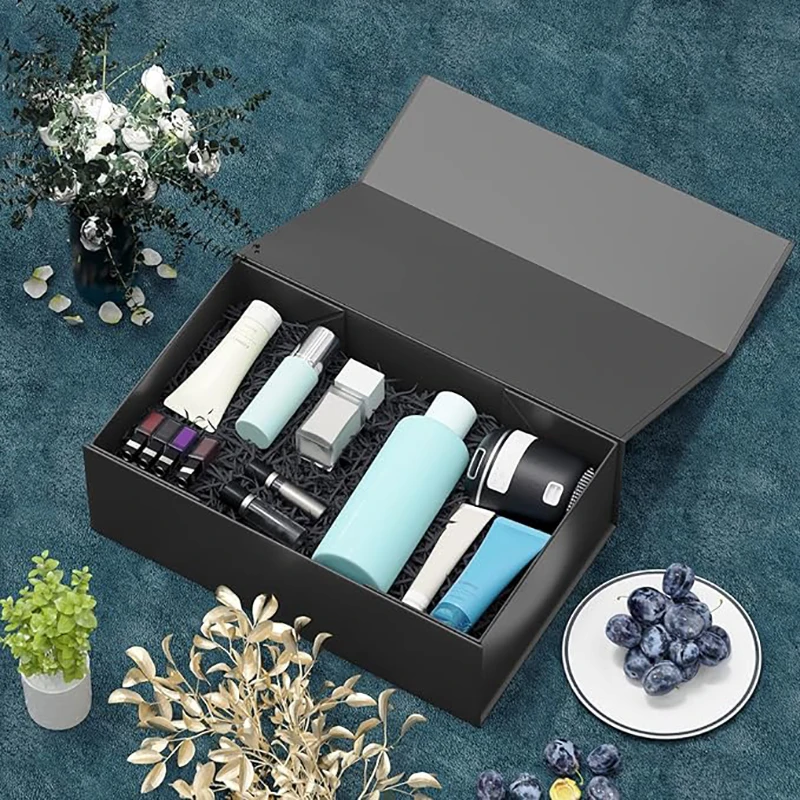 Black Magnetic Gift Boxes with Lids, Rectangle Collapsible Packaging Box with Magnetic ... - SKU MGBL1537 - UGI Packaging