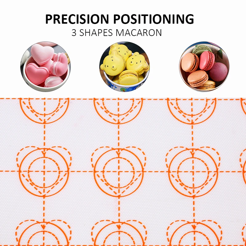 Silicone Baking Mat Non-Stick – Macaron, Fondant, Cookie, and Pastry Pad for Oven Use, Reusable Rolling Dough Mat for Cakes, Pies, Bread, Chocolate, and Home Baking Tools