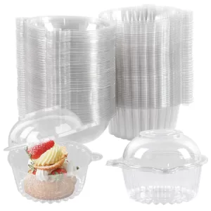 10/50Pcs Clear Cupcake Packaging Boxes, Dessert Donut Muffin Cake Container Holders with Lids, Transparent Pastry Display Containers for Wedding Birthday Party Christmas Holiday Event Supplies