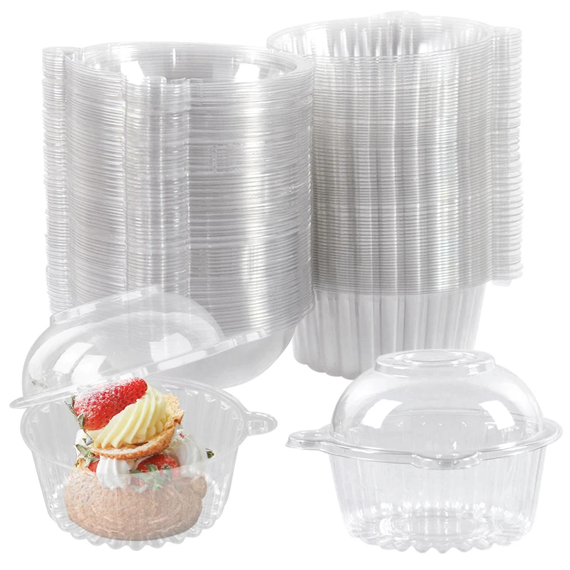 10/50Pcs Clear Cupcake Packaging Boxes, Dessert Donut Muffin Cake Container Holders with Lids, Transparent Pastry Display Containers for Wedding Birthday Party Christmas Holiday Event Supplies