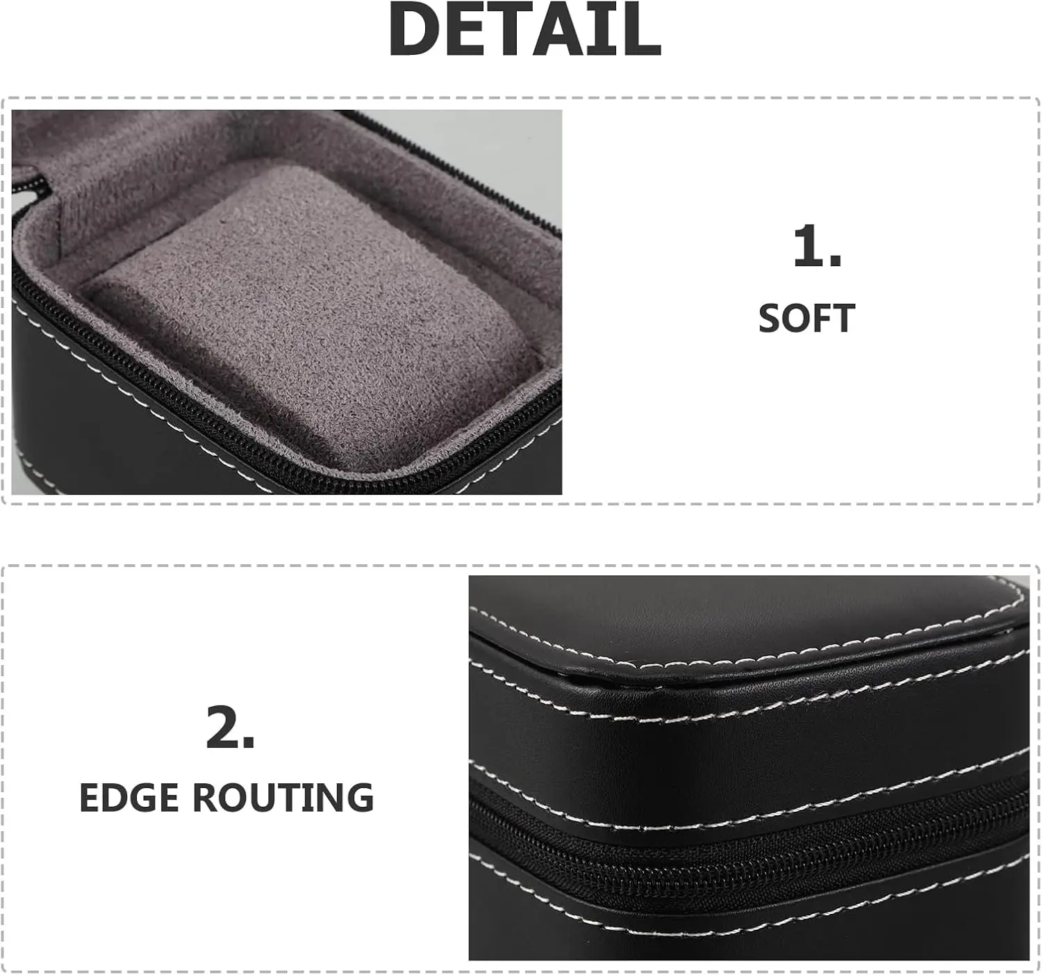 Travel Watch Case ⌚ Single Watch Travel Box – PU Leather Watch Carrying Case Organizer – Compact Storage Display Pouch for Men – Protective Jewelry Travel Case Black/Green/Orange - 图片 3