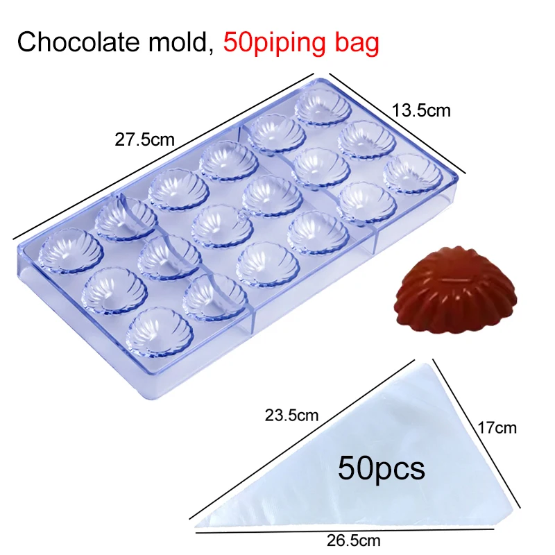 Chocolate Mold 3D Polycarbonate Transparent Plastic Kitchen Baking Tools for DIY Pastry, Candy, and Desserts, Multiple Styles Polycarbonate Chocolate Molds for Home Baking, Party Treats, and Creative Pastry Making