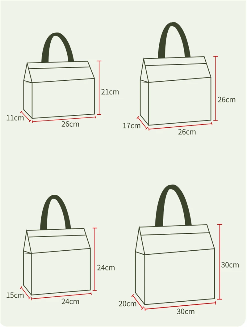 10pcs Non-Woven Insulated Tote Bags Reusable Fabric Pouches for Food, Cake, Drinks, Grocery Delivery, Hot and Cold Storage, Portable Lunch Carrier, Picnic, Baking, and Eco-Friendly Packaging 1