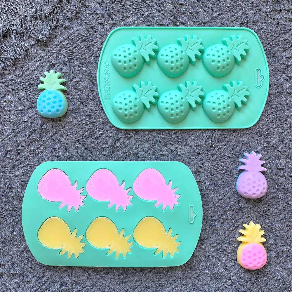 1Pc 6-Hole Pineapple-Shaped Silicone Mold – DIY Cookie, Chocolate, Candy, Fondant, Cake Decoration Mold, Baking Tool for Pastries, Cupcakes, Sugarcraft, and Creative Dessert Accessories