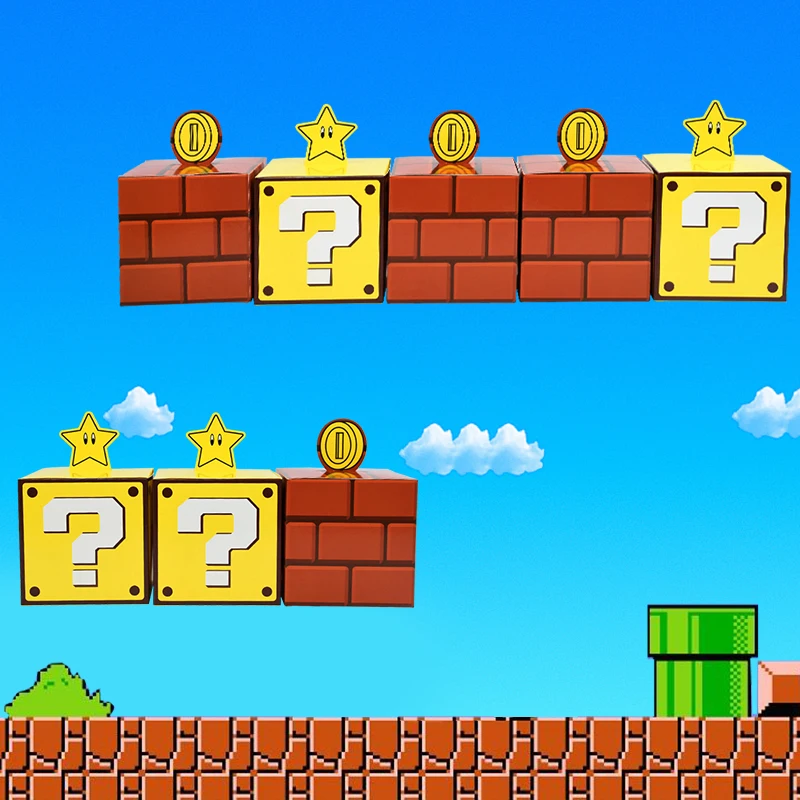 6/3Pcs Question Blocks Gift Boxes Kids Video Game Theme Birthday Candy Cookie Treat Boxes Goody Bags Boys Party Favors Decorations DIY Party Supplies for Celebration Accessories