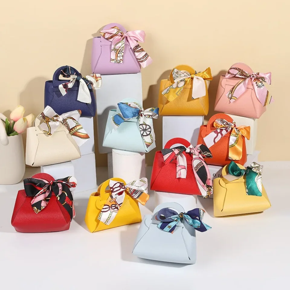 40pcs Leather Candy Gift Bags with Ribbon – Pink & Blue Wedding Favors, Baby Shower Guest Packaging Pouches, Luxury Party Gift Boxes for Candy, Chocolate, Cookies, Jewelry, and Special Event Distributions