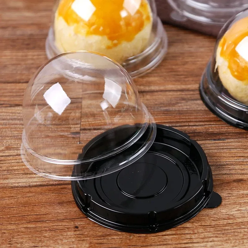50pcs Mini Muffin Cake Box Container Trays Transparent Mooncake Dome Pastry Baking Packaging Box for Wedding Party Dessert Supplies Gift Favor Party Accessories