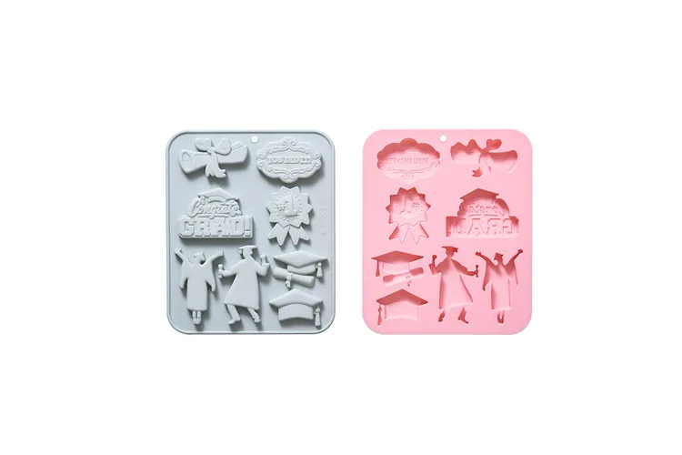 8-Hole Graduation Season Silicone Mold – DIY Fondant, Cake, Chocolate, Ice Cube, and Baking Accessories for Graduation Party, Themed Desserts, Cupcakes, Sugarcraft, and Creative Edible Decorations