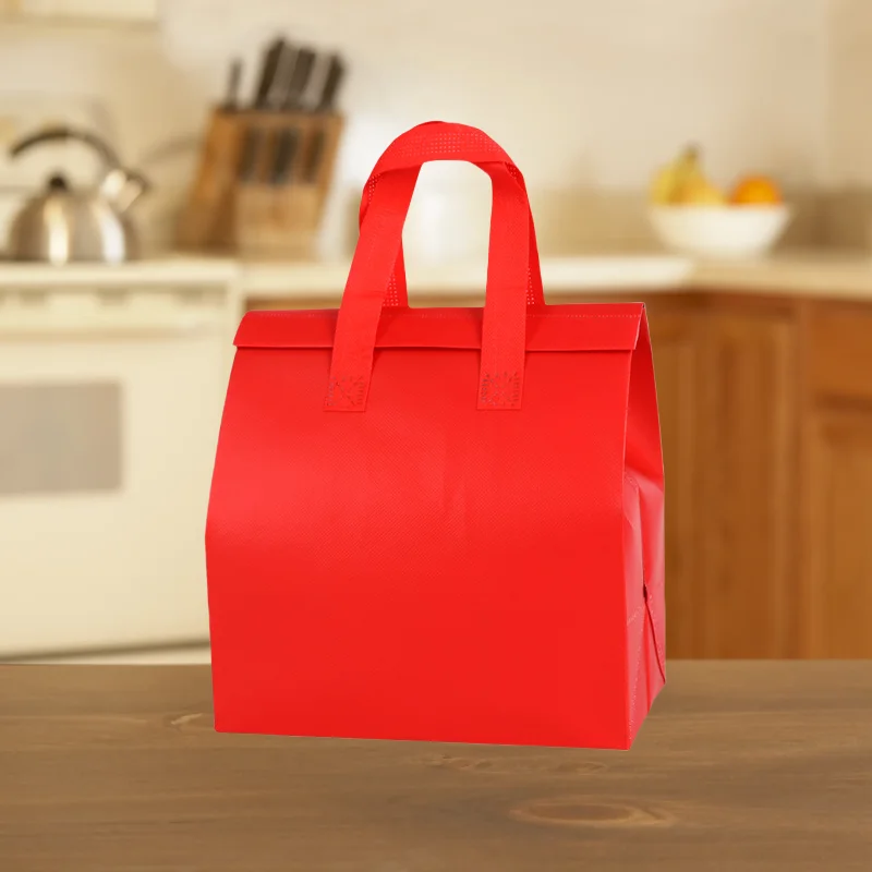 10/25pcs Non-Woven Takeaway Bags, Custom Logo Lunch Bags, Reusable Food Packaging Tote Bags, Insulated Thermal Bags to Keep Food Hot or Cold, Ideal for Takeout, Delivery, and Catering - 图片 15