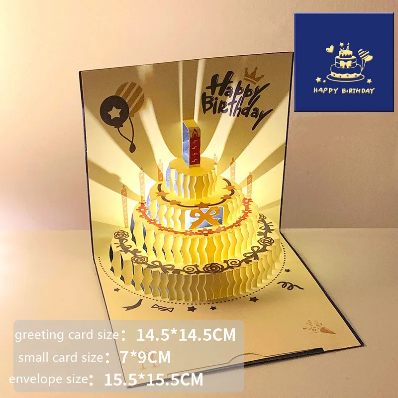 3D Pop-Up Greeting Card with Music & Light – Happy Birthday Message Card for DIY Blessings, Write-Your-Own Wishes, Holiday Party Decorations, Unique Creative Gift for Family, Friends & Special Occasions - 图片 7