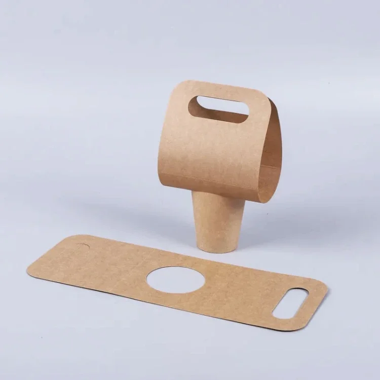 Kraft Paper Cup Holder White Disposable Milk Tea Takeout Anti-Spillage Single Double Hole Beverage Carrier Originality Portable Package for Coffee Tea Party Café Event Accessories