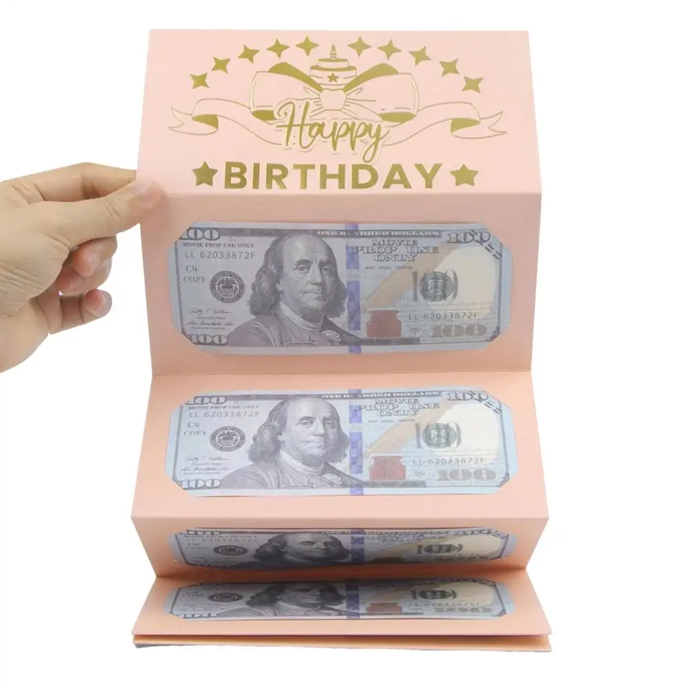 Creative Birthday Wallet Greeting Card – Folding Cash Holder Red Envelope Style, Unique Birthday Gift Envelope for Kids, Boys, Girls, and Friends, Fun and Practical Birthday Party Gift Idea