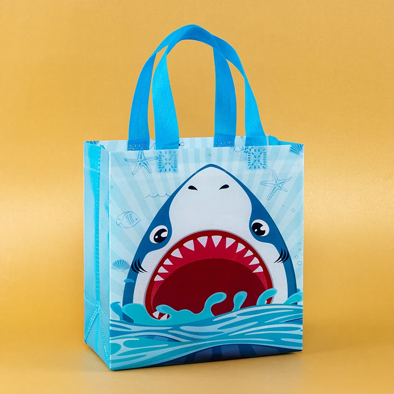 12/24Pcs Shark Theme Candy Boxes Favor Cookie Gift Bags with Stickers for Kids Ocean Animal Birthday Party Decorations Baby Shower Supplies DIY Treat Packaging Accessories 4