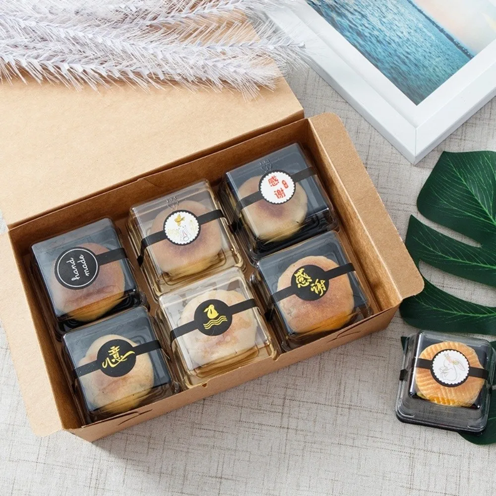 50Pcs Moon Cake Boxes, Square Plastic Cupcake and Muffin Containers, Transparent Pastry Display Boxes, 50/80/100g Clear Dessert Packaging Holders for Wedding, Birthday, Party, and Bakery Supplies