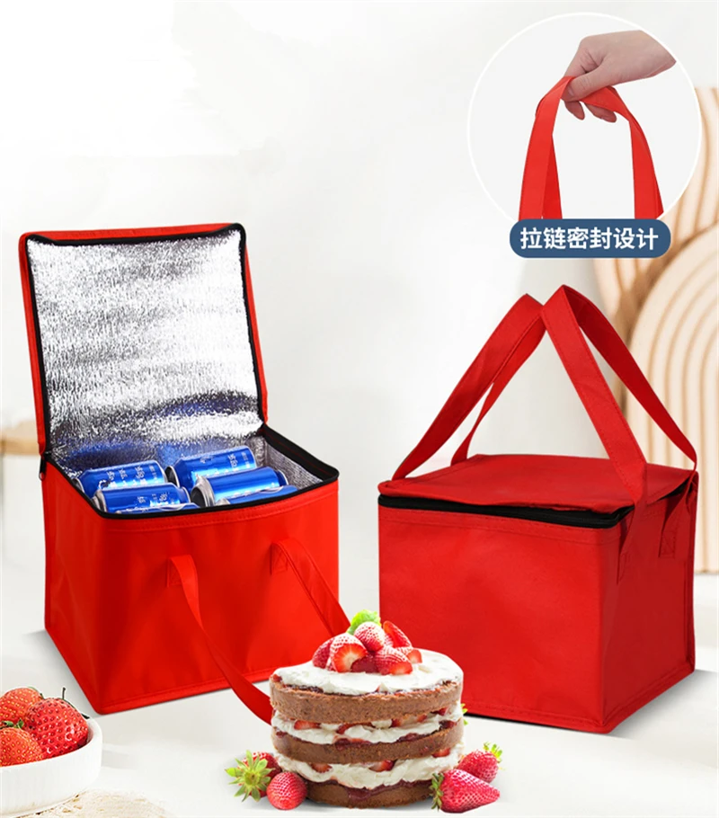 6/8/10 Inch Foldable Large Cooler Bag – Portable Insulated Cake and Food Thermal Box with Ice Pack, Waterproof Lunch Bag for Delivery, Picnic, Office, Reusable Food Carrier for Cakes, Meals, Drinks 2