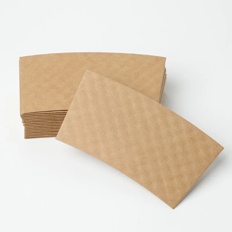 50/100Pcs Brown Coffee Cup Sleeves Kraft Corrugated Paper Heat Insulation Cardboard Holder Disposable Cup Covers for Hot Drinks Tea Coffee Beverage Shop Takeaway Party Accessories - 图片 5