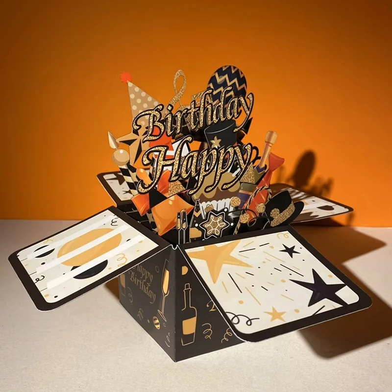 3D Pop-Up Happy Birthday Greeting Card with Envelope – Creative Gift Card & Blessing Postcard for Birthday Parties, Kids, Friends, Family, Unique Keepsake Greeting for Special Celebrations & Party Gifts