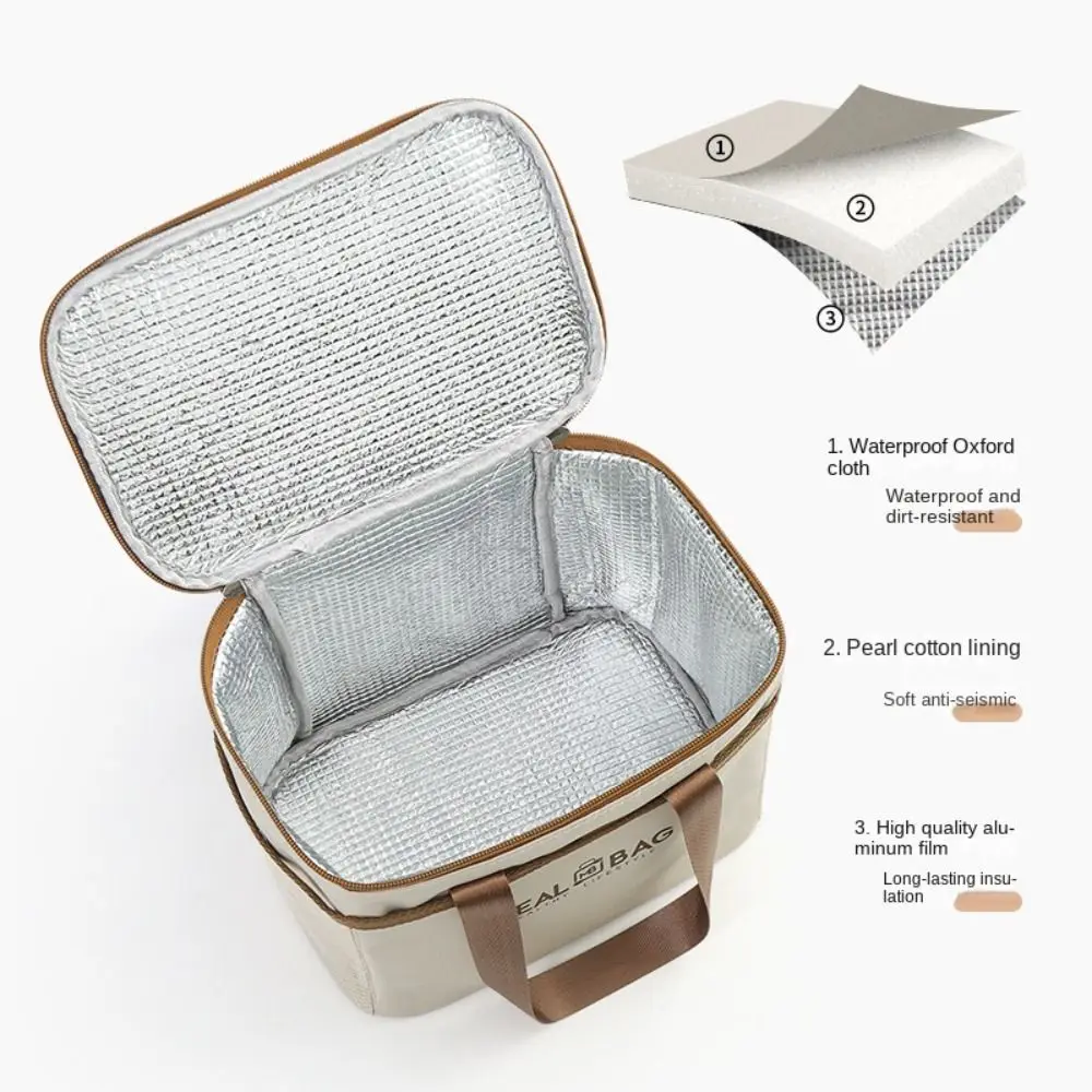 New Aluminum Foil Lunch Box Storage Bag, Oxford Thickened Insulated Thermal Bag with Large Capacity, Portable Food Cooler Tote, Ice Pack Compatible, Ideal for Women, Travel, Office, School