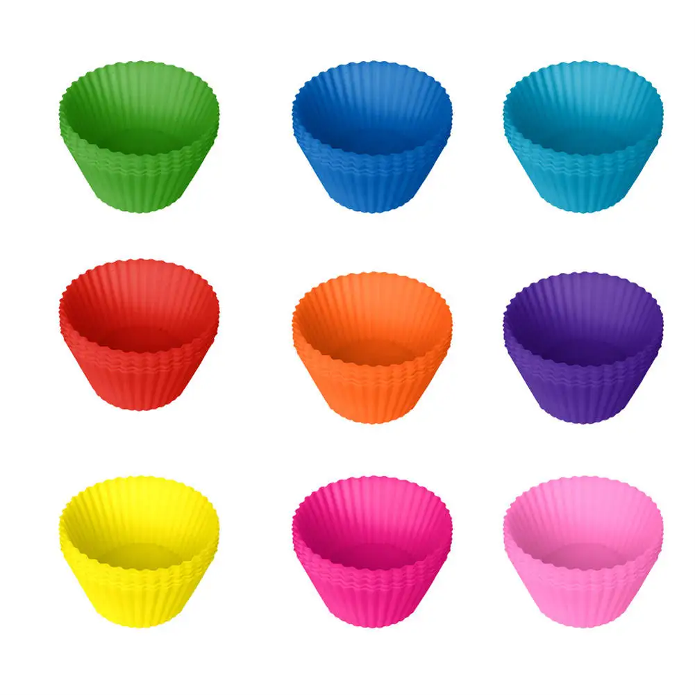 12pcs/Set Round Silicone Cake Molds, Muffin and Cupcake Baking Molds for DIY Baking, Kitchen Cooking, Cake Decorating, Non-Stick Reusable Bakeware, Dessert Makers and Culinary Tools 5
